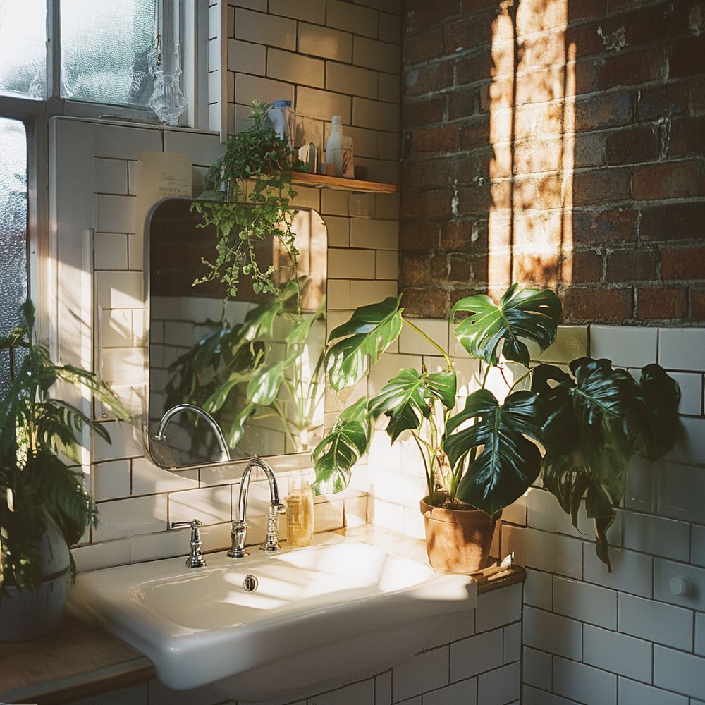 Monstera luxuriant dans une salle de bain moderne : une touche tropicale et rafraîchissante pour votre intérieur.